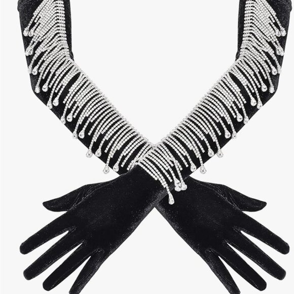 Long Opera Party Velvet Gloves - Picture 3 of 4